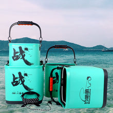 Load image into Gallery viewer, 1PC Thickened EVA Folding Bucket Portable Fishing Bucket With Lid And Rope Outdoor Camping Fishing Supplies
