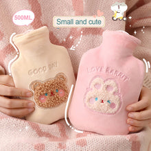 Load image into Gallery viewer, 1Pc 350ml Cute Warm Hot Water Bottle Bag Girl Warm Belly Warmer Filled Explosion-proof Portable Winter Reusable Hand Warmer