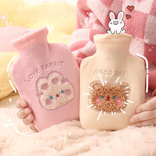 Load image into Gallery viewer, 1Pc 350ml Cute Warm Hot Water Bottle Bag Girl Warm Belly Warmer Filled Explosion-proof Portable Winter Reusable Hand Warmer