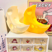 Load image into Gallery viewer, Children Cartoon Moon Cheese Night Light Built-in Battery Eye Protection Bedroom Bedside Lamp For Baby Children Toddler
