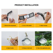Load image into Gallery viewer, Solar Lamps Outdoor Decoration Christmas Hanging Clip Wall Lamp Fan Shape Transparent Shape Porch Path Lights Camping Solar Lamp