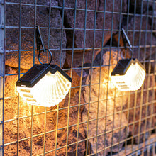 Load image into Gallery viewer, Solar Lamps Outdoor Decoration Christmas Hanging Clip Wall Lamp Fan Shape Transparent Shape Porch Path Lights Camping Solar Lamp