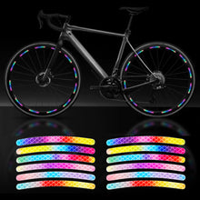 Load image into Gallery viewer, Mountain Bike Rainbow Cool Highlight Reflective Stickers Balance Bike Motorcycle Noctilucence Safety Warning Stickers Bicycle Tire Ornaments