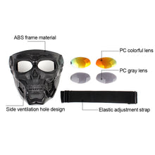 Load image into Gallery viewer, Skull Windproof Dust-Proof Riding Goggles Outdoor Shooting Impact Resistance Splash-Proof Mask Motorcycle Harley Helmet Off-Road Tactical Riding Mask