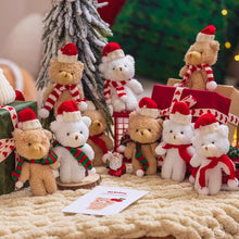 Load image into Gallery viewer, Plush Christmas Scarf Bear Gift Box Decoration Couple Bear Doll 15cm Xmas Stuffed Bear Toys Gifts Bouquet Decoration Bear Toys