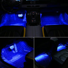 Load image into Gallery viewer, 4Pcs/Set 12V 5V USB LED Car Interior Atmosphere Backlight Ambient Mood Foot Light With Cigarette USB Lighter Decorative APP Remote Control Lamp Auto Accessories