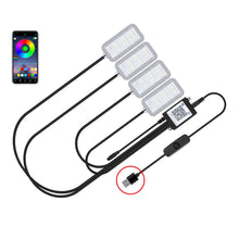 Load image into Gallery viewer, 4Pcs/Set 12V 5V USB LED Car Interior Atmosphere Backlight Ambient Mood Foot Light With Cigarette USB Lighter Decorative APP Remote Control Lamp Auto Accessories