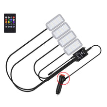 Load image into Gallery viewer, 4Pcs/Set 12V 5V USB LED Car Interior Atmosphere Backlight Ambient Mood Foot Light With Cigarette USB Lighter Decorative APP Remote Control Lamp Auto Accessories