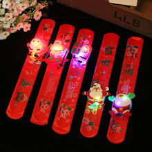 Load image into Gallery viewer, 1/5pcs Christmas Slap Bracelet Cartoon Santa Elk Snowflakes Wrist Strap Kid Friendship Couples Bracelets Rings New Year Party Decoration