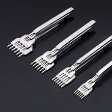 Load image into Gallery viewer, 1/2/4/6 Prong 3/4/5/6mm Spacing Punch Tool Metal Leather Chisel Hole Punch Stitching Tool Diamond Pricking Iron DIY Leather Craft Tools