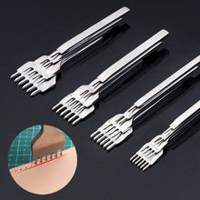 Load image into Gallery viewer, 1/2/4/6 Prong 3/4/5/6mm Spacing Punch Tool Metal Leather Chisel Hole Punch Stitching Tool Diamond Pricking Iron DIY Leather Craft Tools
