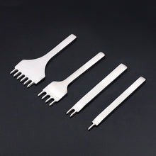 Load image into Gallery viewer, 1/2/4/6 Prong 3/4/5/6mm Spacing Punch Tool Metal Leather Chisel Hole Punch Stitching Tool Diamond Pricking Iron DIY Leather Craft Tools