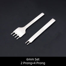 Load image into Gallery viewer, 1/2/4/6 Prong 3/4/5/6mm Spacing Punch Tool Metal Leather Chisel Hole Punch Stitching Tool Diamond Pricking Iron DIY Leather Craft Tools