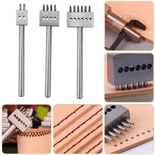 Load image into Gallery viewer, 4/5/6/8mm Spacing Punch Tool Metal Leather Chisel Hole Punch Stitching Tool Diamond Pricking Iron DIY Leather Craft Tools