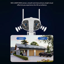 Load image into Gallery viewer, 8MP 4K HD Wifi IP Camera Outdoor Dual Lens 180° Wide Angle Security Cam 6MP Panoramic CCTV Video Surveillance AI Human Detection