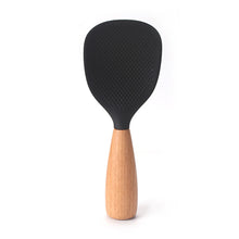 Load image into Gallery viewer, 1Pc Silicone Wooden Handle Rice Spoon High Temperature Resistant Non Stick Rice Spoon Lisheng Rice Spoon Kitchen Accessories