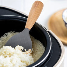 Load image into Gallery viewer, 1Pc Silicone Wooden Handle Rice Spoon High Temperature Resistant Non Stick Rice Spoon Lisheng Rice Spoon Kitchen Accessories