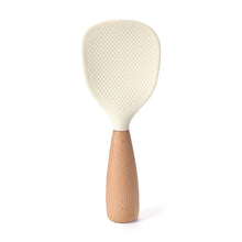 Load image into Gallery viewer, 1Pc Silicone Wooden Handle Rice Spoon High Temperature Resistant Non Stick Rice Spoon Lisheng Rice Spoon Kitchen Accessories