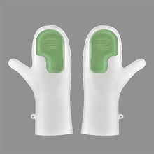 Load image into Gallery viewer, 1Pair Dishwashing Cleaning Gloves Magic Silicone Rubber Dish Washing Waterproof and Anti slip Gloves Kitchen Cleaning Brush Clean Tool