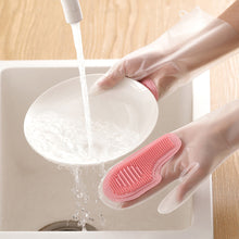Load image into Gallery viewer, 1Pair Dishwashing Cleaning Gloves Magic Silicone Rubber Dish Washing Waterproof and Anti slip Gloves Kitchen Cleaning Brush Clean Tool