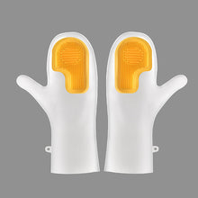 Load image into Gallery viewer, 1Pair Dishwashing Cleaning Gloves Magic Silicone Rubber Dish Washing Waterproof and Anti slip Gloves Kitchen Cleaning Brush Clean Tool
