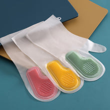 Load image into Gallery viewer, 1Pair Dishwashing Cleaning Gloves Magic Silicone Rubber Dish Washing Waterproof and Anti slip Gloves Kitchen Cleaning Brush Clean Tool