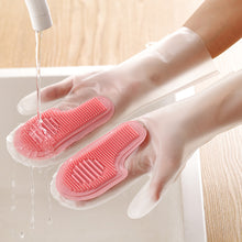 Load image into Gallery viewer, 1Pair Dishwashing Cleaning Gloves Magic Silicone Rubber Dish Washing Waterproof and Anti slip Gloves Kitchen Cleaning Brush Clean Tool