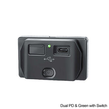 Load image into Gallery viewer, Car QC 3.0 USB PD Type C Fast Charger Socket 12V-24V with Switch LED Light Power Outlet Quick Charge for Motorcycle RV Boa