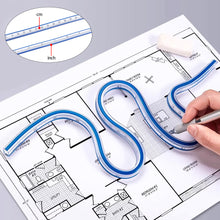 Load image into Gallery viewer, 30/40/50/60cm Curved Ruler for Sewing Soft Flexible English/Metric Scale Engineering Drafting Drawing Tool Sewing Measuring Tool Accessories