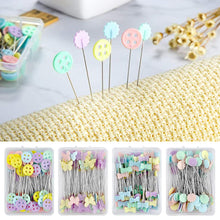 Load image into Gallery viewer, 100Pcs Button Head Sewing Pins Flower Butterfly Head Positioning Pins DIY Handmade Clothing Marking Needles Dressmaking Jewelry Deco Sewing Accessories