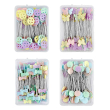 Load image into Gallery viewer, 100Pcs Button Head Sewing Pins Flower Butterfly Head Positioning Pins DIY Handmade Clothing Marking Needles Dressmaking Jewelry Deco Sewing Accessories