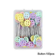 Load image into Gallery viewer, 100Pcs Button Head Sewing Pins Flower Butterfly Head Positioning Pins DIY Handmade Clothing Marking Needles Dressmaking Jewelry Deco Sewing Accessories