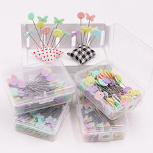 Load image into Gallery viewer, 100Pcs Button Head Sewing Pins Flower Butterfly Head Positioning Pins DIY Handmade Clothing Marking Needles Dressmaking Jewelry Deco Sewing Accessories
