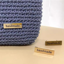 Load image into Gallery viewer, 10pcs Metal Handmade Label Rectangle Zinc Alloy Hand Made Letters Label DIY Bag Hat Crochet Clothes Sewing Accessories
