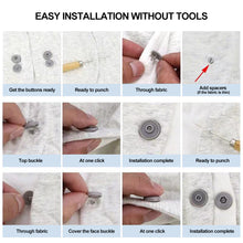 Load image into Gallery viewer, 10sets Hand Press Type Round Snaps Buttons Tools Free T5 Button Fastener Snap Clothes Accessories DIY Crafts Sewing Accessories