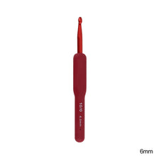 Load image into Gallery viewer, Aluminum Alloy Crochet Needle Ergonomic Knitting Tool Red Crochet Hooks Frosted Silicone Handle Weaving Tool