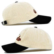 Load image into Gallery viewer, Corduroy Embroidered Baseball Cap Three Dimensional Adjustable Embroidered Casual Cap Autumn Winter Cap for Women Men