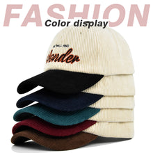 Load image into Gallery viewer, Corduroy Embroidered Baseball Cap Three Dimensional Adjustable Embroidered Casual Cap Autumn Winter Cap for Women Men