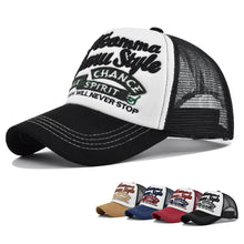 Load image into Gallery viewer, Letter Three-dimensional Embroidered Cotton Baseball Cap Personalized Color Blocking Adjustable Breathable Casual Outdoor Cap