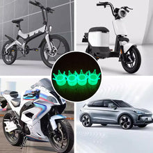 Load image into Gallery viewer, 4Pcs Crown Luminous Style Car Wheel Tire Valve Caps Tyre Rim Stem Covers Airdust Waterproof Motorcycle Bling Accessories
