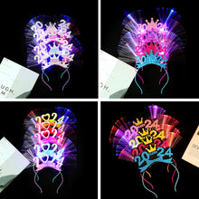 Load image into Gallery viewer, 2024 New Year Glowing Headband with LED Light Flashing Hair Band Kids Girls Hair Accessories New Year Decoration