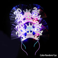 Load image into Gallery viewer, 2024 New Year Glowing Headband with LED Light Flashing Hair Band Kids Girls Hair Accessories New Year Decoration