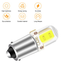 Load image into Gallery viewer, 2Pcs BA9S Car 2LED LED 3W LED COB Bulb Interior License Plate Light Marker Reading Auto Lamp White 6000K