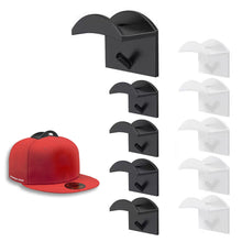 Load image into Gallery viewer, 5pcs Self Adhesive Hat Hooks Wall Hat Holder Hat Show Rack Double Hook Black White Hooks for Hats Caps