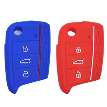 Load image into Gallery viewer, Car 3 Button Key Silicone Car Key Cases Cover Folding Remote Key Fob Protection For VW Polo Golf 7 Tiguan Skoda Octavia Kodiaq Karoq Accessories