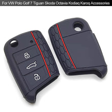 Load image into Gallery viewer, Car 3 Button Key Silicone Car Key Cases Cover Folding Remote Key Fob Protection For VW Polo Golf 7 Tiguan Skoda Octavia Kodiaq Karoq Accessories