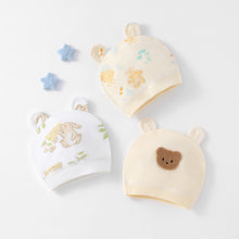 Load image into Gallery viewer, Soft Infant Beanies Caps Baby Hat Cartoon Bear Boneless Muslin Hat Newborn Headwear Windproof Spring Hat 0-3M Baby Hats