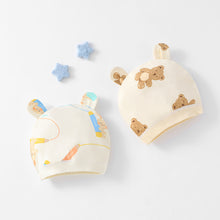 Load image into Gallery viewer, Soft Infant Beanies Caps Baby Hat Cartoon Bear Boneless Muslin Hat Newborn Headwear Windproof Spring Hat 0-3M Baby Hats