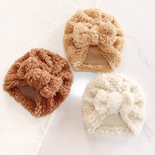 Load image into Gallery viewer, Cute Newborn Baby Hats Knot Turban Bow Fabric Thick Ear Warmer Infant Indian Hat for Boys Girls Soft Hat Beanies Winter