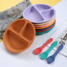 Load image into Gallery viewer, Baby Silicone Dining Plate Kids Feeding Plate Sucker Bowl Solid Smile Face Children Dishes Toddler Training Tableware BPA Free